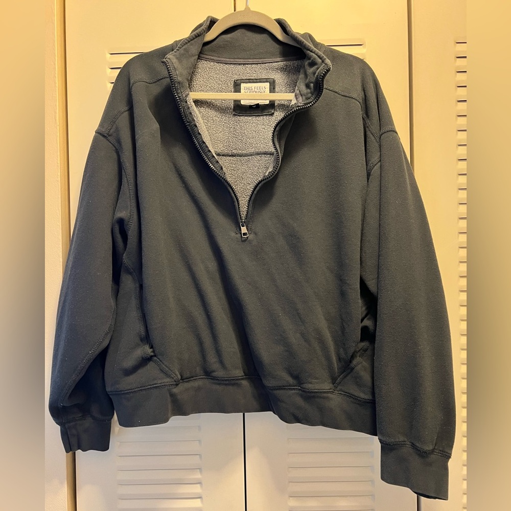 American Eagle Outfitters Dark Gray Zip-Up Sweater